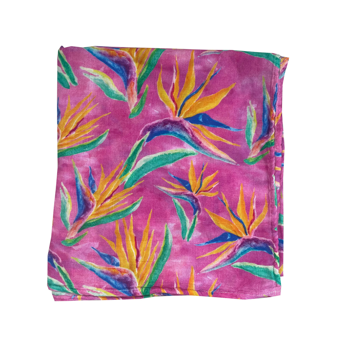 Florida Kid Co. Bird Of Paradise Baby Swaddle Blanket – Bamboo Viscose & Cotton Muslin, Big 47”x47” – Super Soft & Breathable