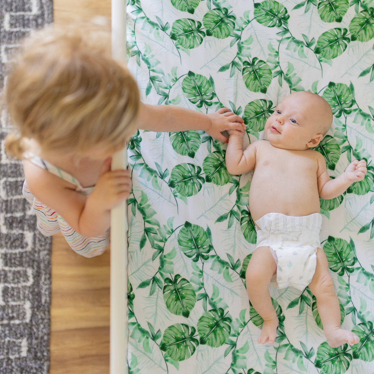 Little unicorn tropical leaf crib online sheet